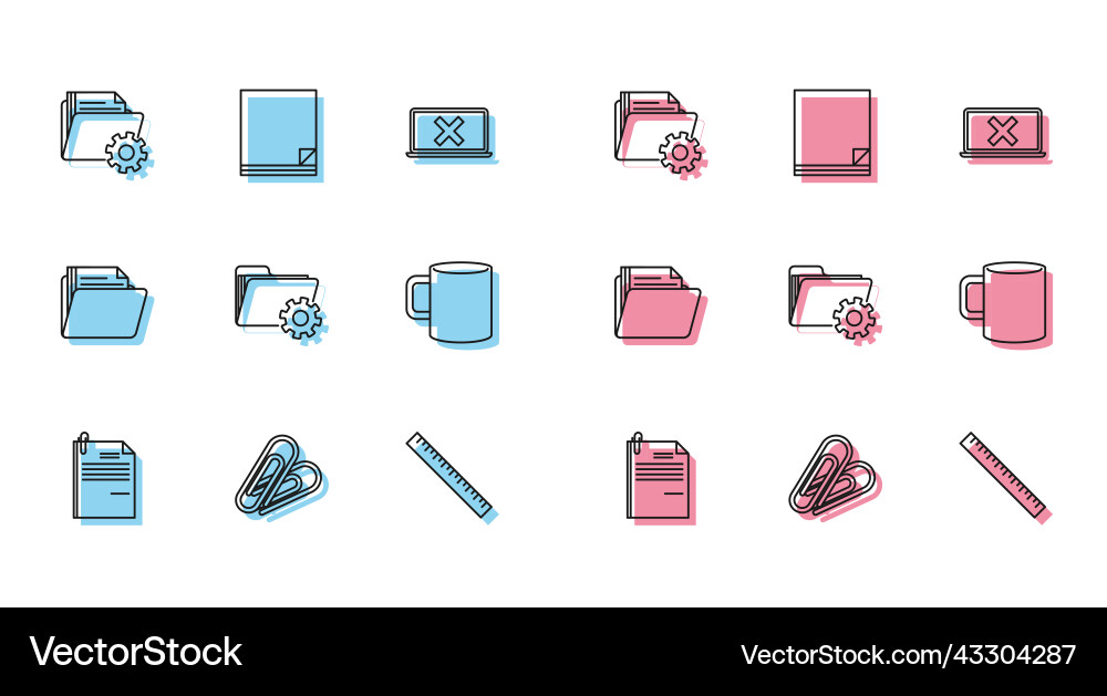 Set line file document and paper clip Set line file document and paper clip vector image