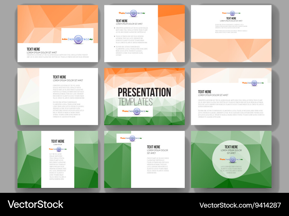 Set of 9 templates for presentation slides happy Vector Image