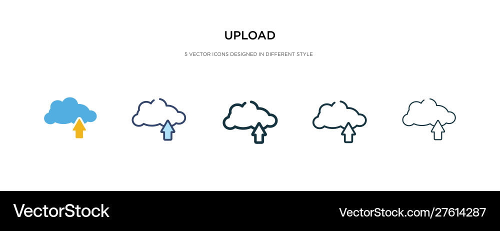 Upload icon in different style two colored Upload icon in different style two colored vector image