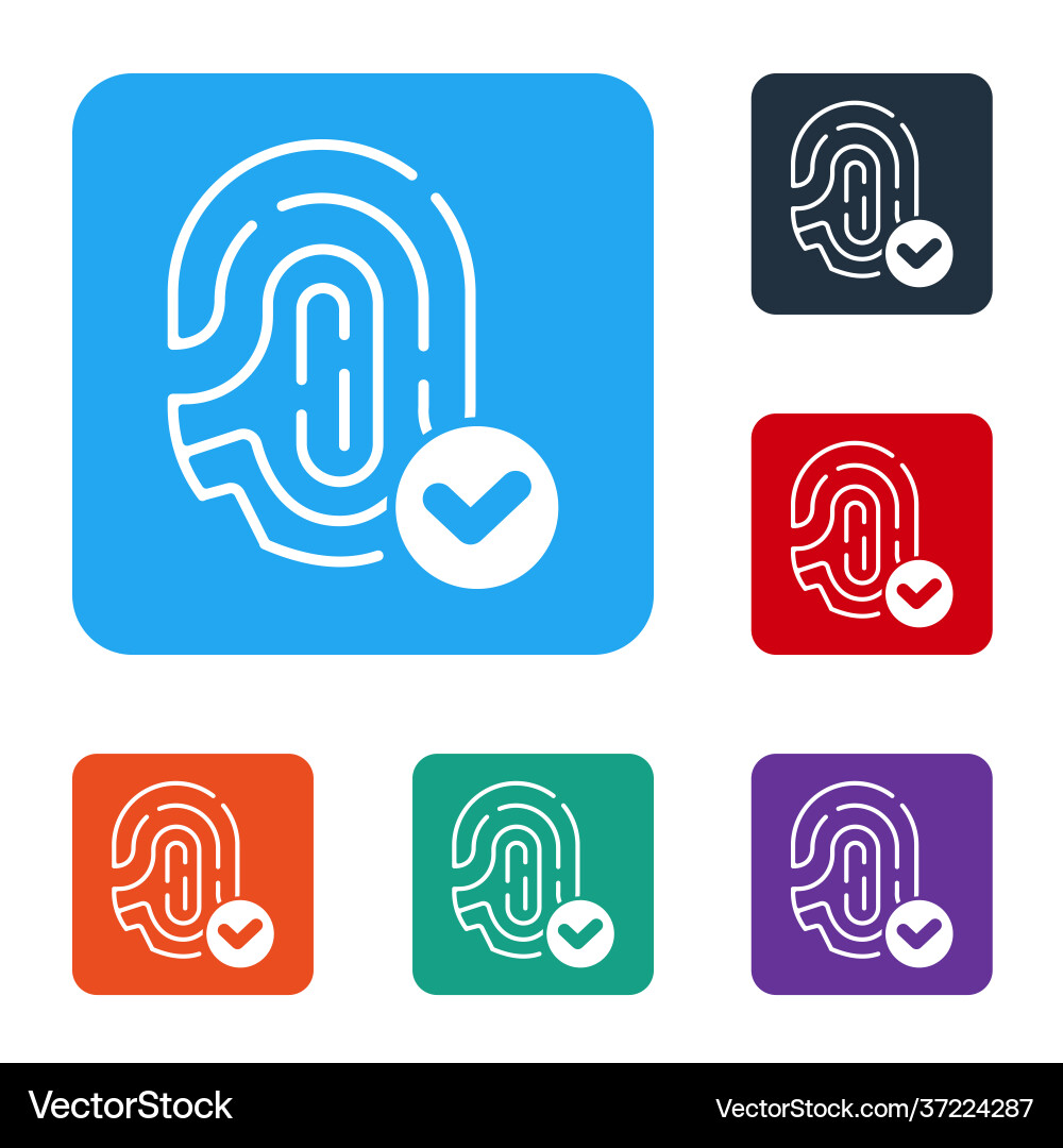 White fingerprint with check mark icon isolated vector image