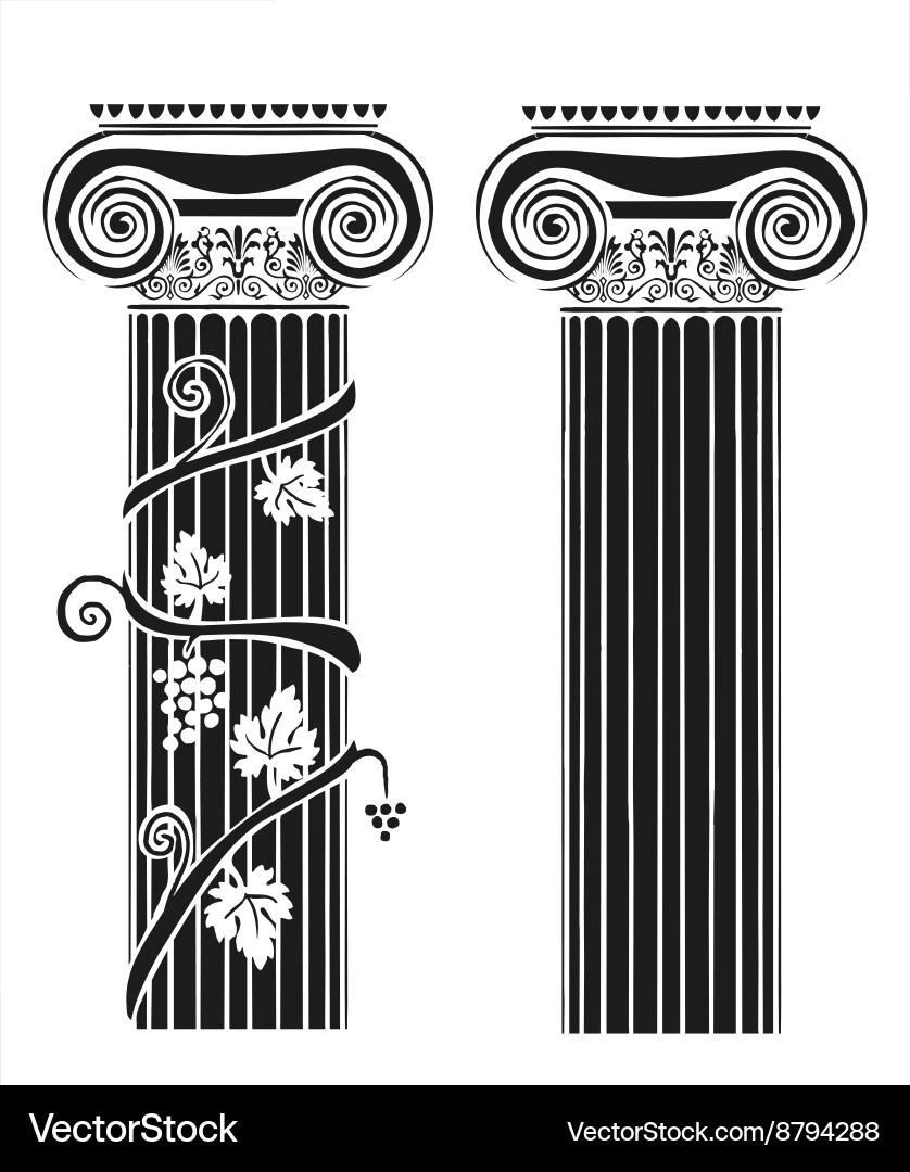 Ancient Columns with Grapes Vector Image