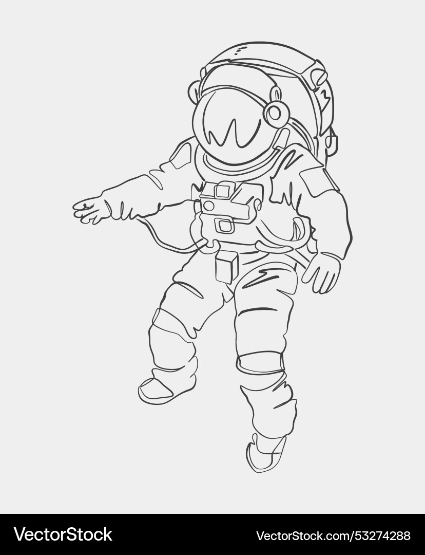 Astronaut floating in space line drawing Astronaut floating in space line drawing Vector Image