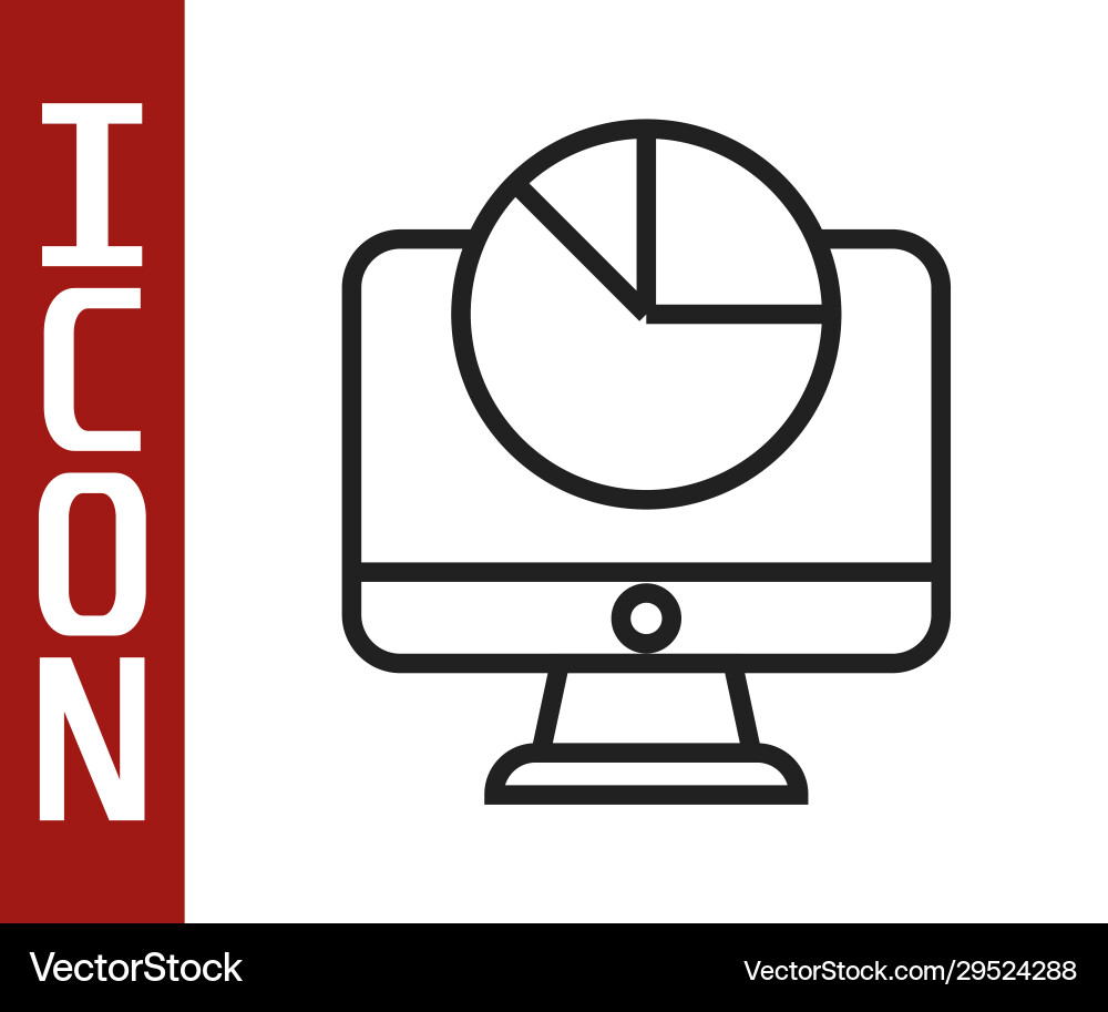 Black line computer monitor with graph chart icon Black line computer monitor with graph chart icon vector image