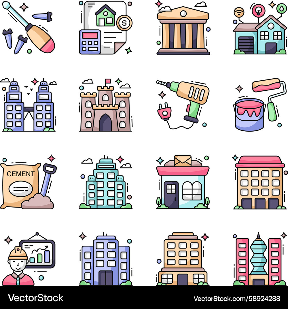 Building Structure Icons Vector Image