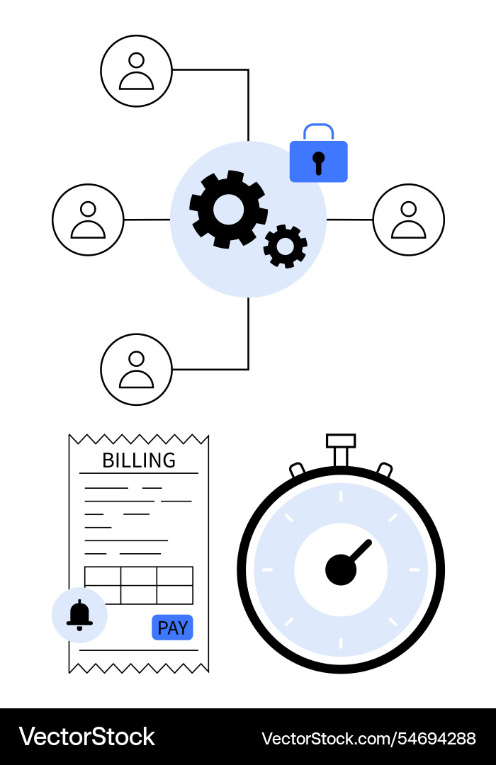 Digital workflow integration and secure payment Digital workflow integration and secure payment vector image