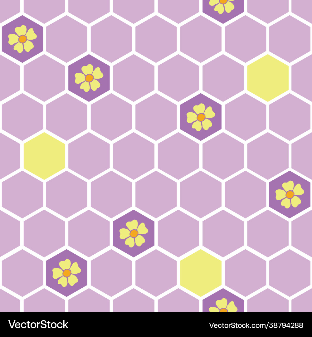 Honey comb floral seamless pattern Honey comb floral seamless pattern vector image