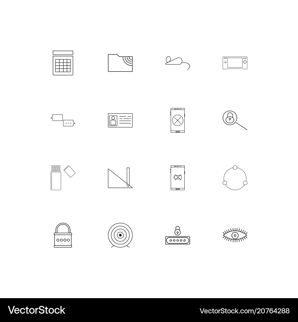 Internet technologies linear thin icons set vector image