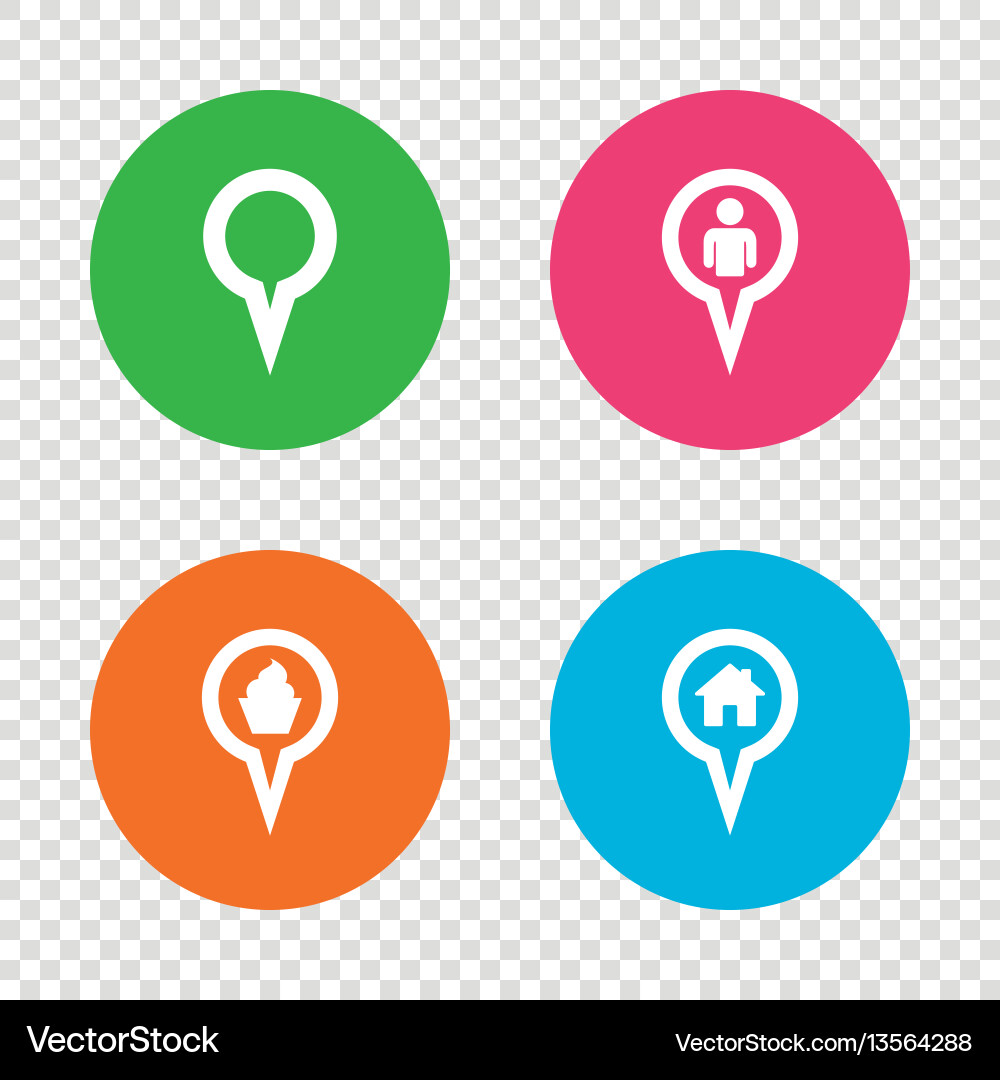 Map pointer icons home food and user location Vector Image