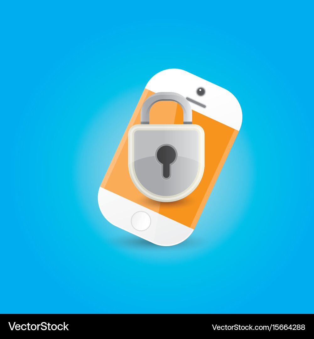 Mobile security app screen with shield and lock Mobile security app screen with shield and lock vector image