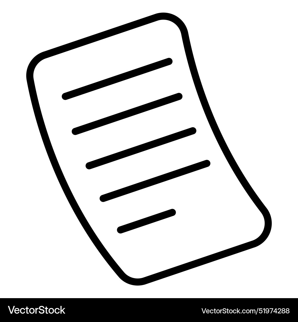 Paper data file document icon in thin line style vector image