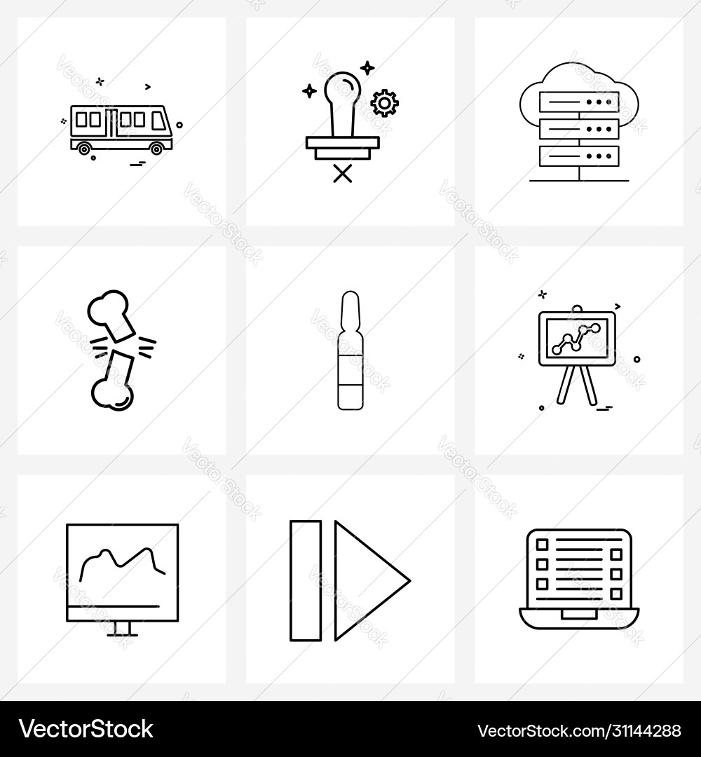 Set 9 simple line icons for web and print vector image