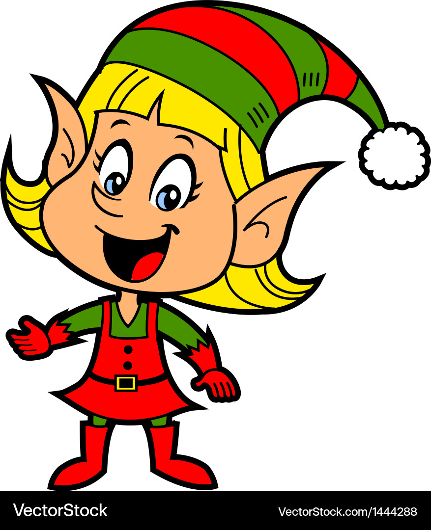 Smiling Christmas Elf Girl vector image