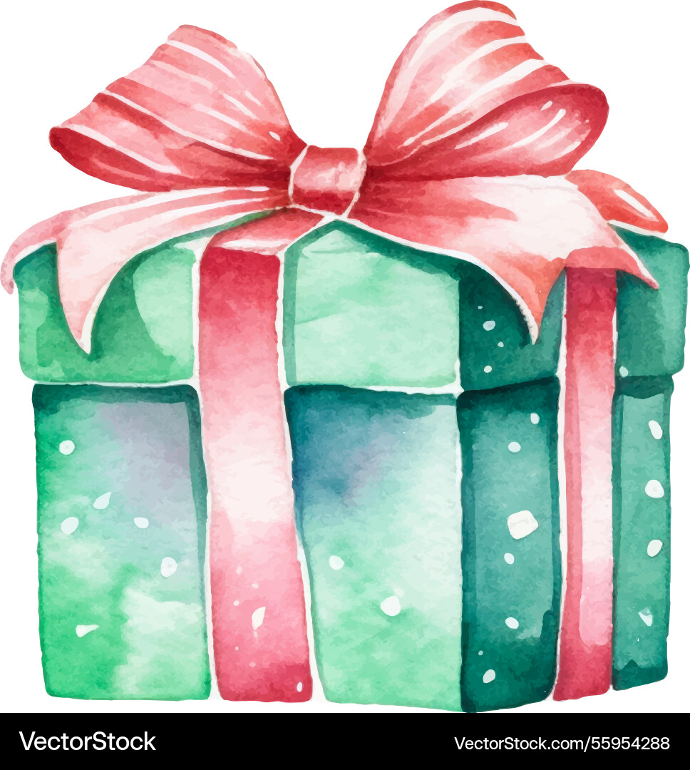 Watercolor painted gift box hand drawn holiday Watercolor painted gift box hand drawn holiday vector image