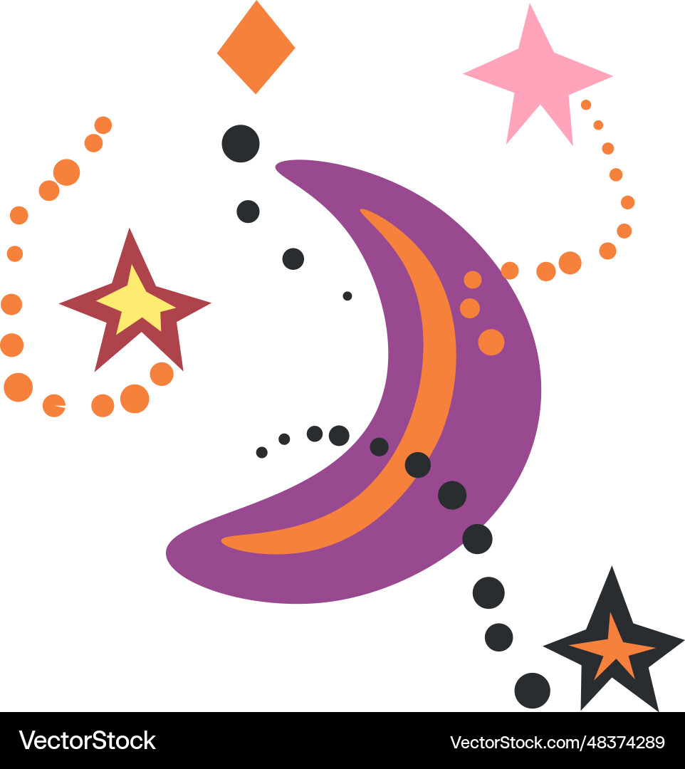 Crescent moon with stars and constellations icon vector image