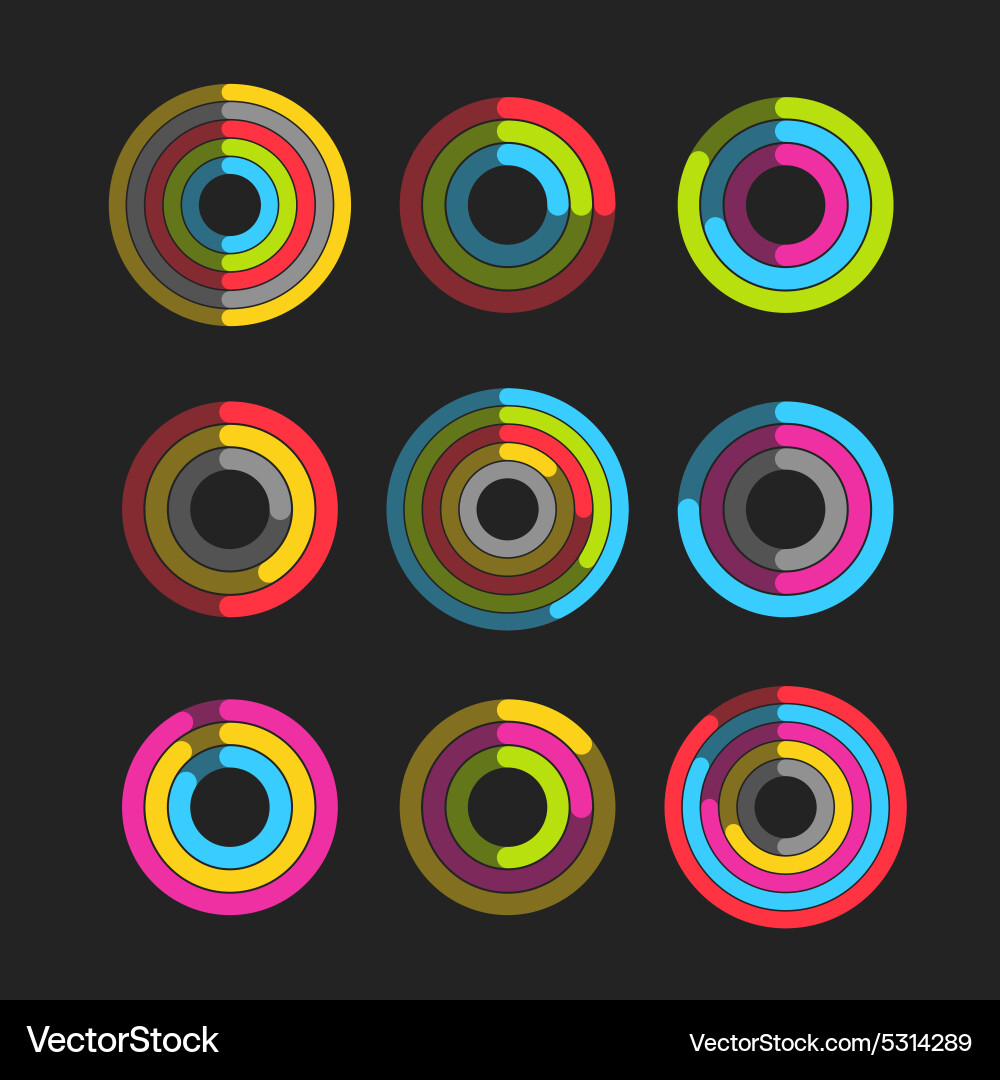 Different chart indicators collection Royalty Free Vector