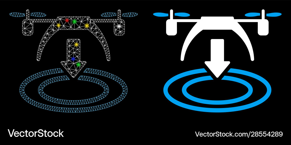 Flare mesh network copter landing icon with Flare mesh network copter landing icon with vector image