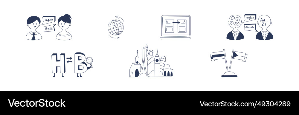 Foreign language learning and study line element Foreign language learning and study line element vector image