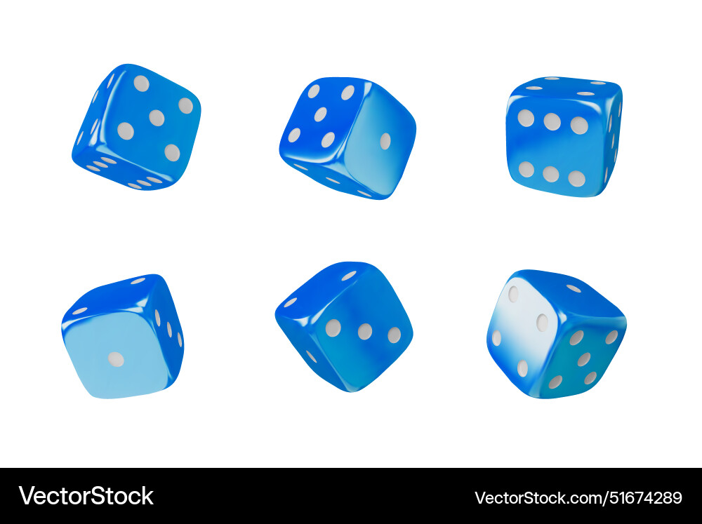 Game dice view from different angles realistic 3d Vector Image