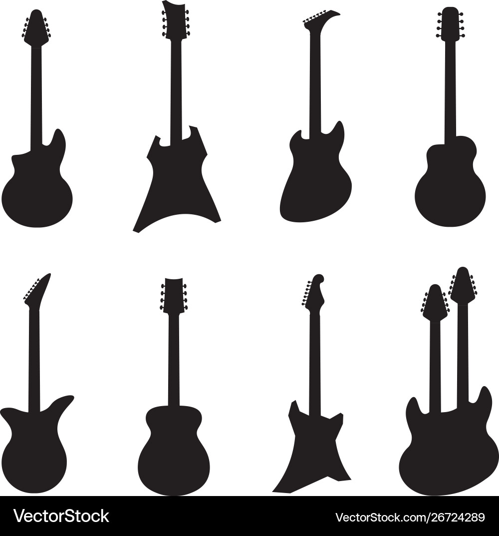 Gitarre Silhouetten schwarz akustische und elektrische Gitarre Silhouetten schwarz akustische und elektrische vektorbild