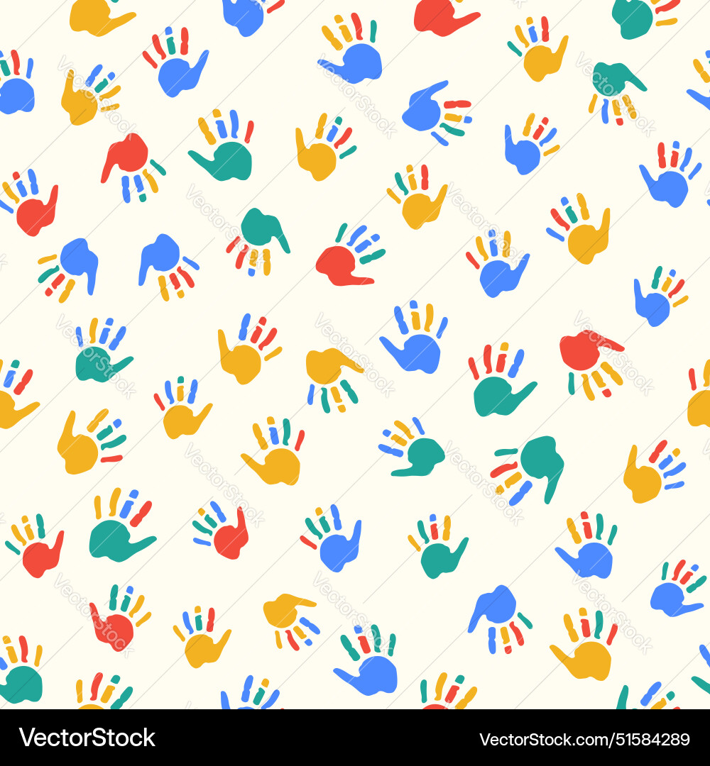 Seamless pattern of color handprints Seamless pattern of color handprints vector image