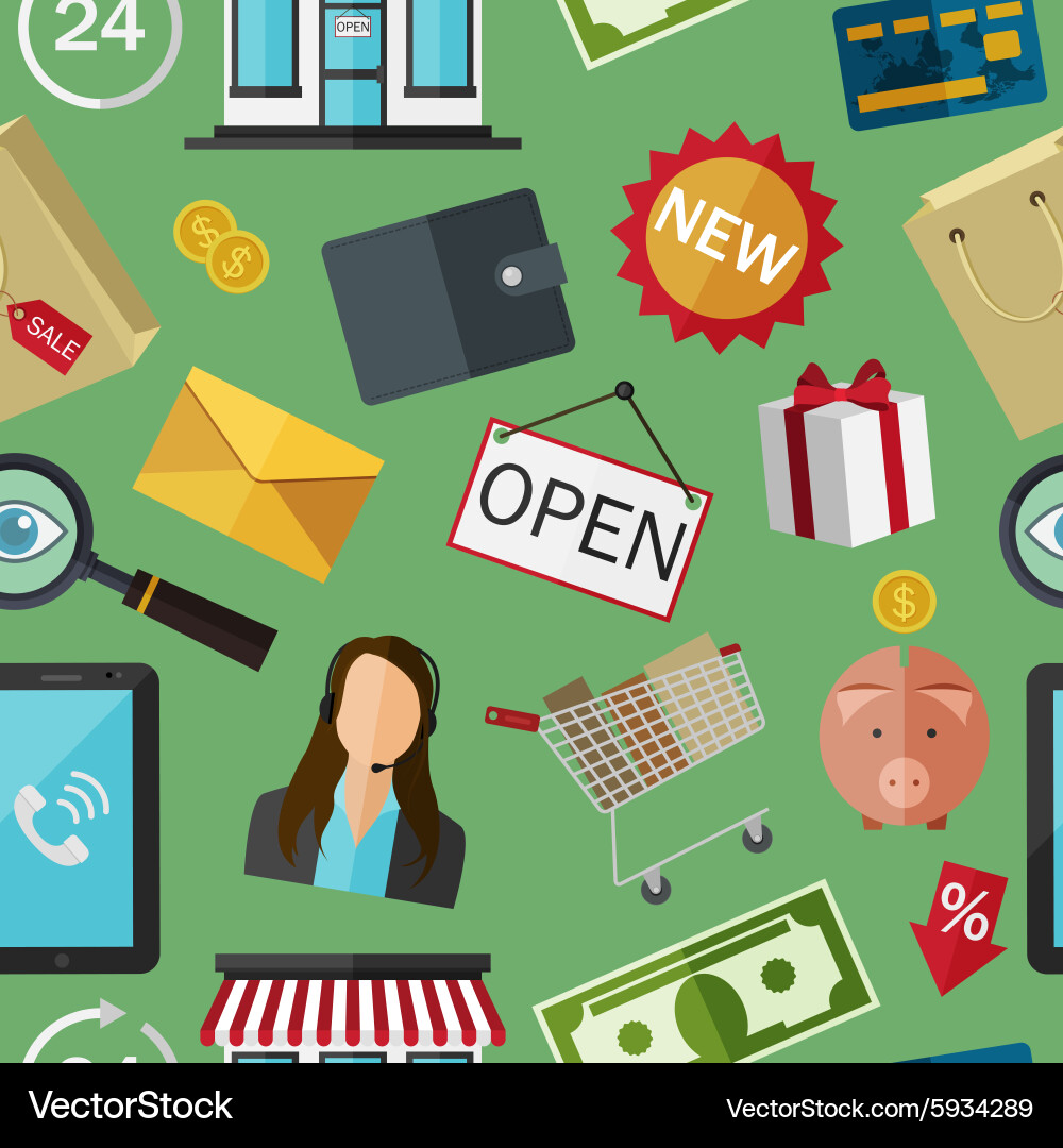 Seamless pattern with flat color icons concept vector image