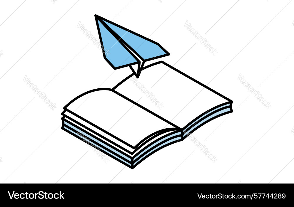 Simple line drawing icon of open notebook Vector Image