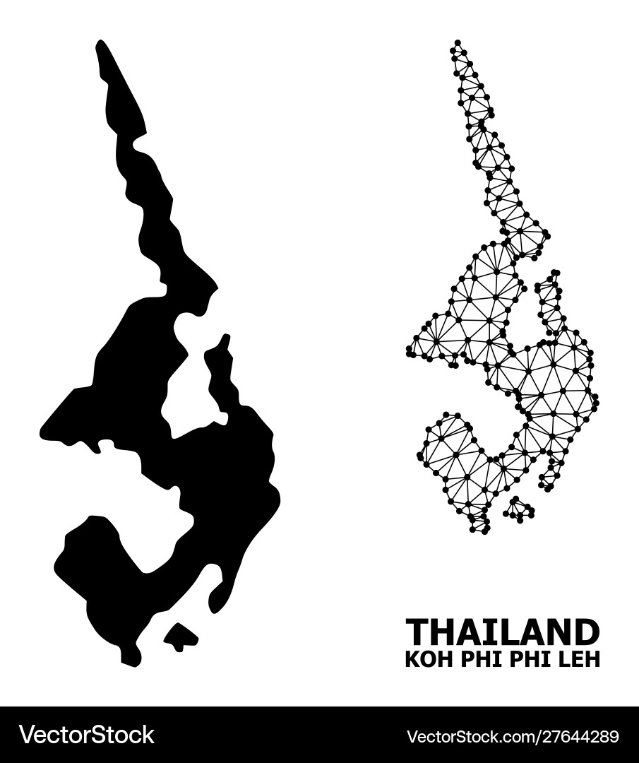 Solid and mesh map koh phi leh Solid and mesh map koh phi leh Vector Image