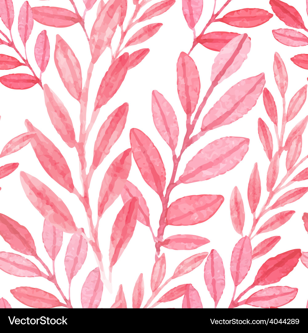 Watercolor Pink Leaf Pattern Vector Image
