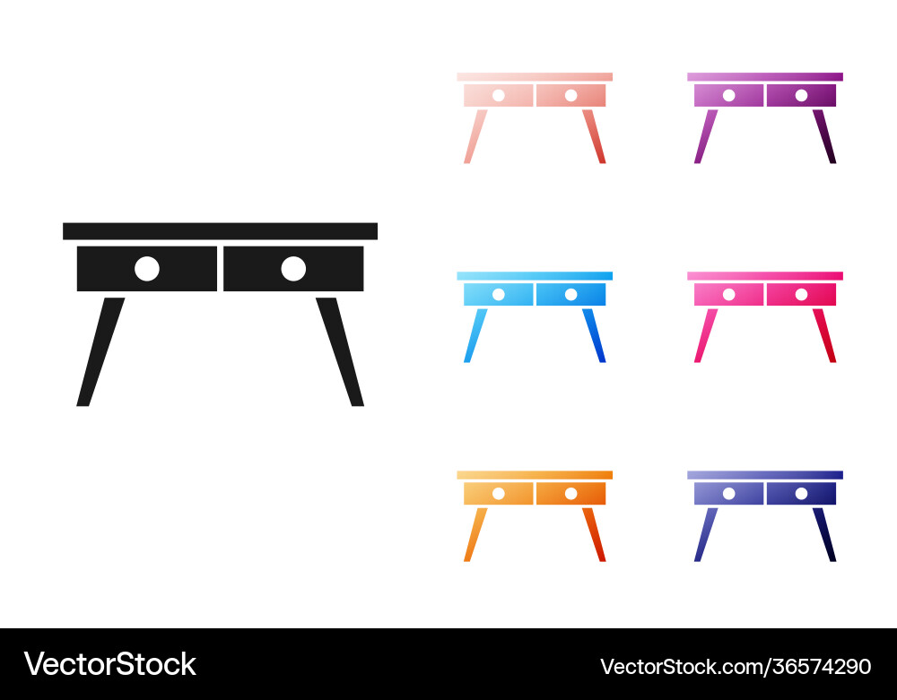 Black office desk icon isolated on white Vector Image