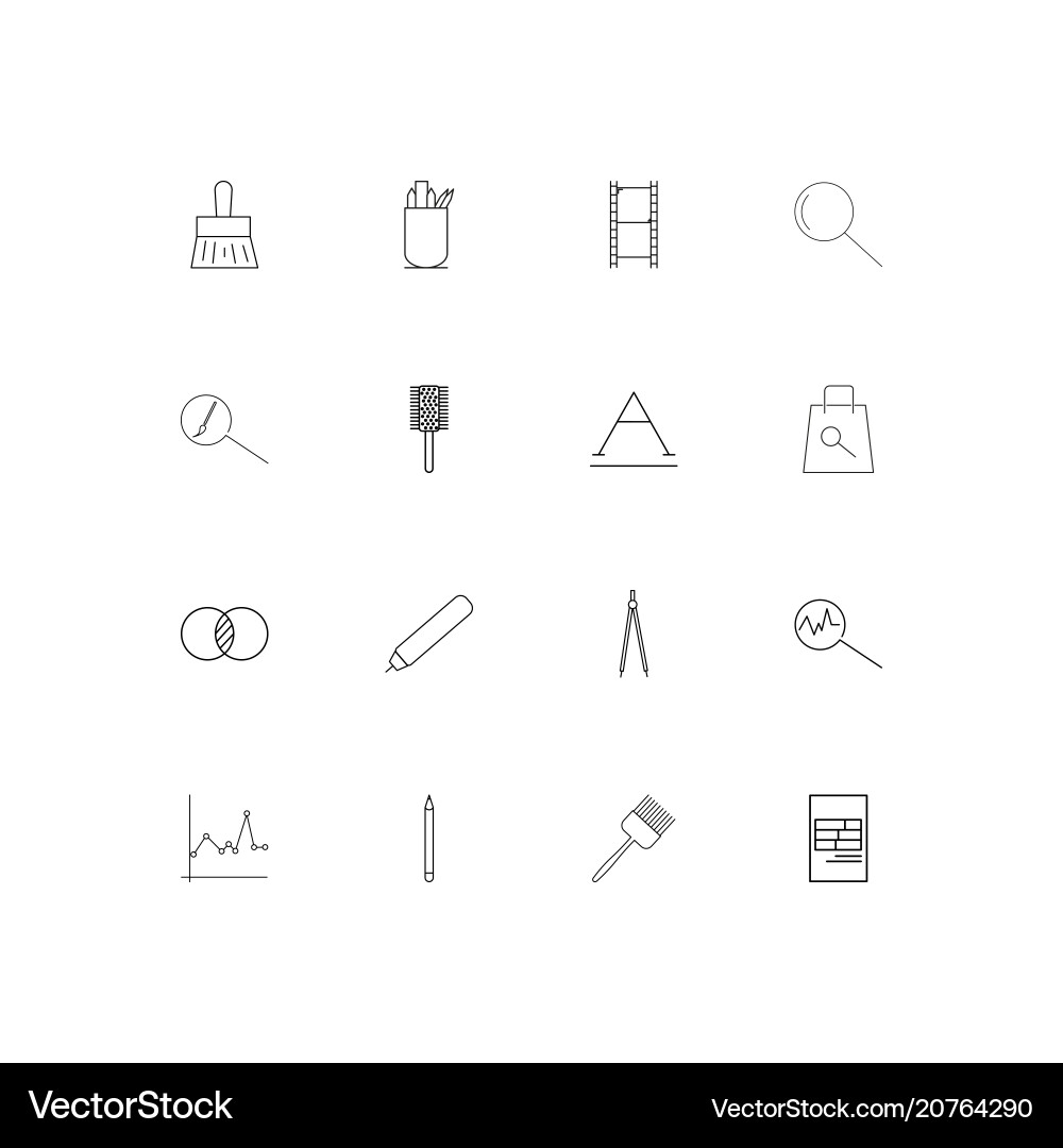 Creative process and design linear thin icons set vector image
