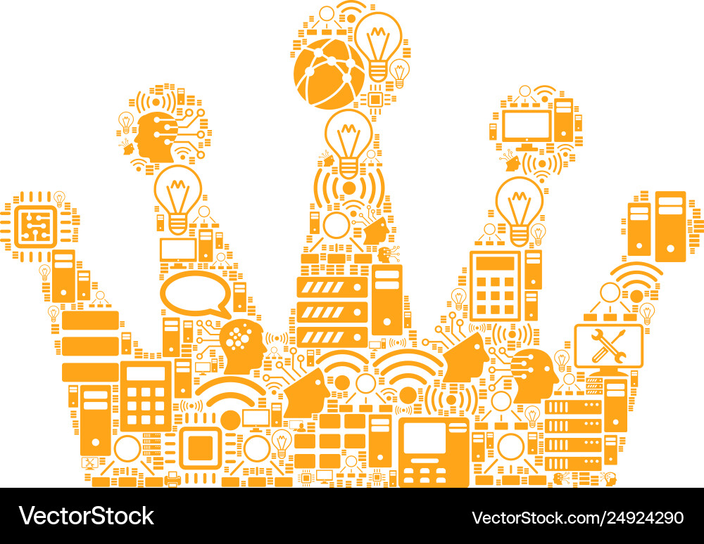 Crown mosaic icon for bigdata and computing Crown mosaic icon for bigdata and computing vector image