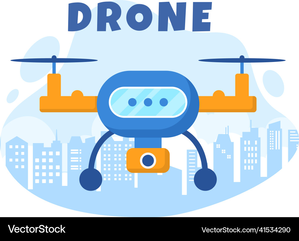 Drone with camera remote control driven flying Vector Image