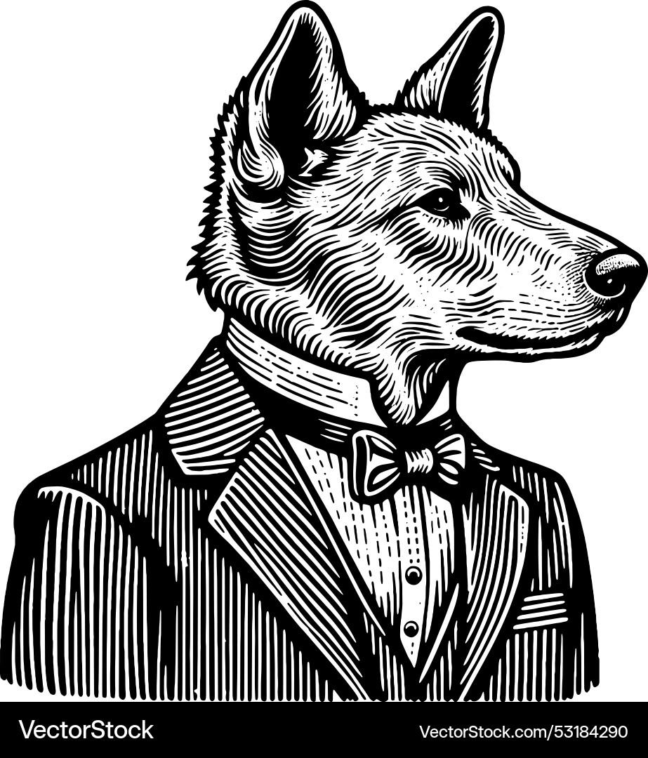 Elegant dog in a tuxedo generative ai Vector Image