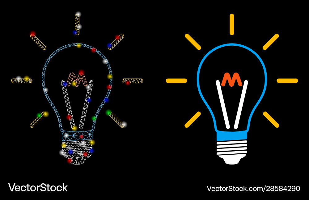 Flare mesh network invent bulb icon with Flare mesh network invent bulb icon with vector image