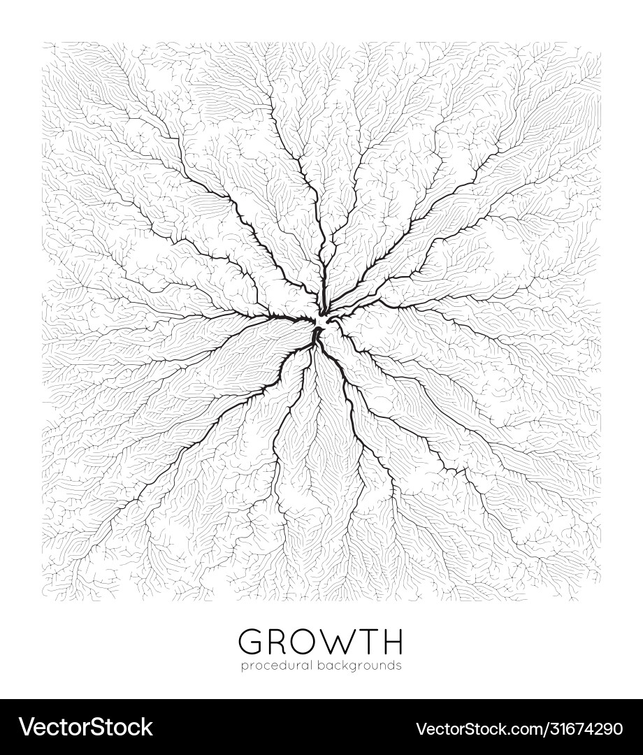 Generative branch growth pattern square vector image