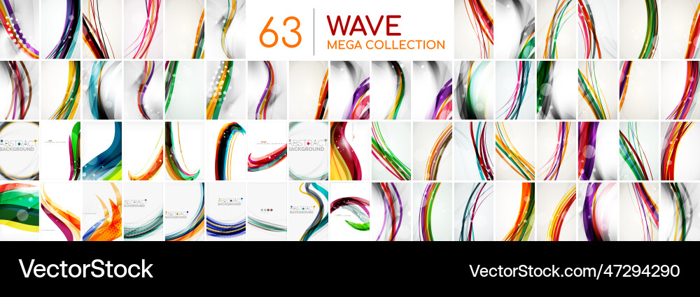 Huge mega collection of flowing wave patterns Vector Image