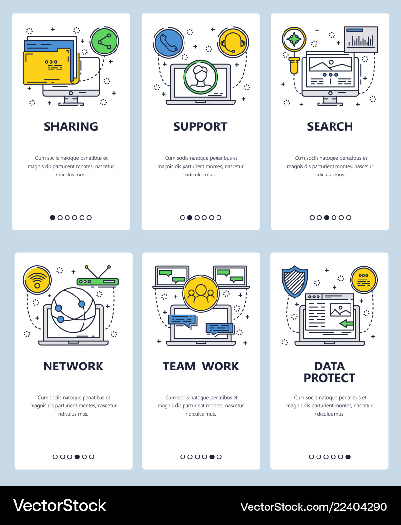 Line art web and mobile app template set vector image