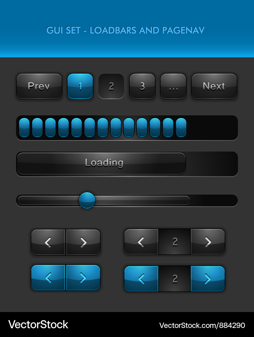 Loader Bars & Navigation UI Elements vector image