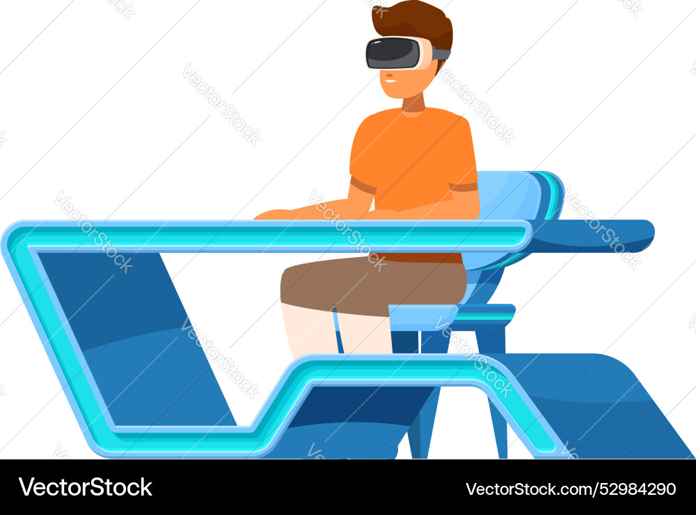 Man using virtual reality simulator machine Man using virtual reality simulator machine Vector Image