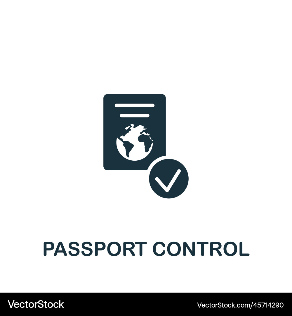 Passport control icon monochrome simple sign from Passport control icon monochrome simple sign from vector image