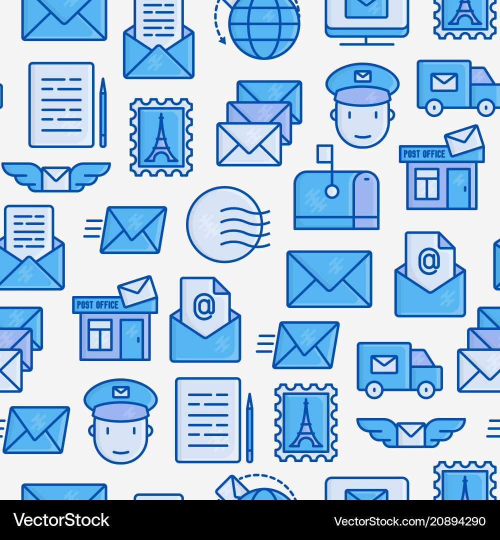 Post office seamless pattern with thin line icons Post office seamless pattern with thin line icons vector image