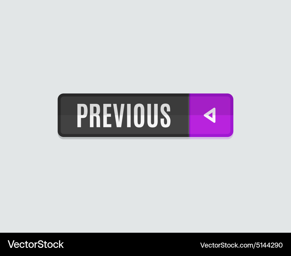 Previous web button flat design back vector image