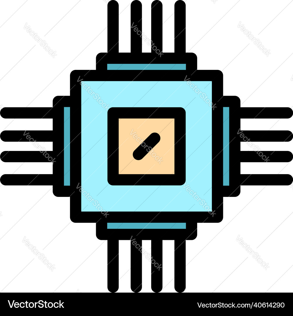 Processor hardware icon color outline Processor hardware icon color outline vector image
