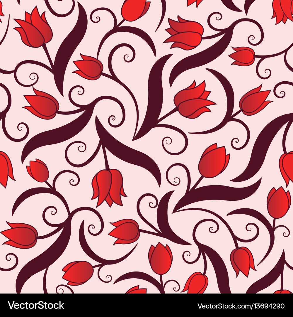 Red Tulip Pattern vector image