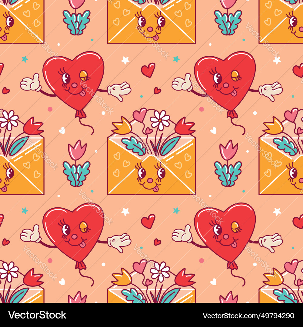 Seamless pattern for valentines day characters Seamless pattern for valentines day characters vector image