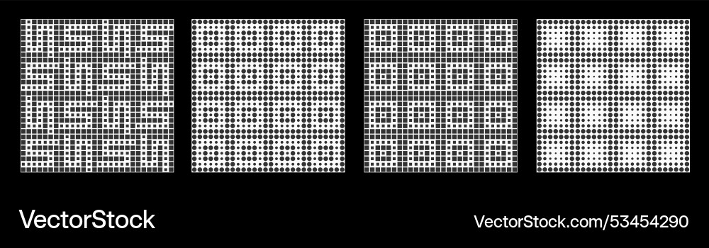 Set of four abstract grid halftone seamless Set of four abstract grid halftone seamless vector image