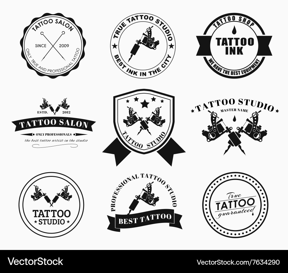 Tattoo Studio Logo Set Vector Image