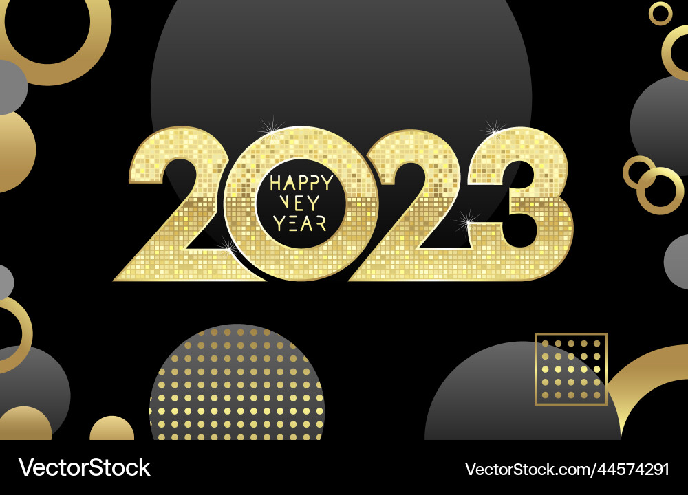 2023 Frohes neues Jahr goldenes Mosaik-Logo 2023 Frohes neues Jahr goldenes Mosaik-Logo vektorbild