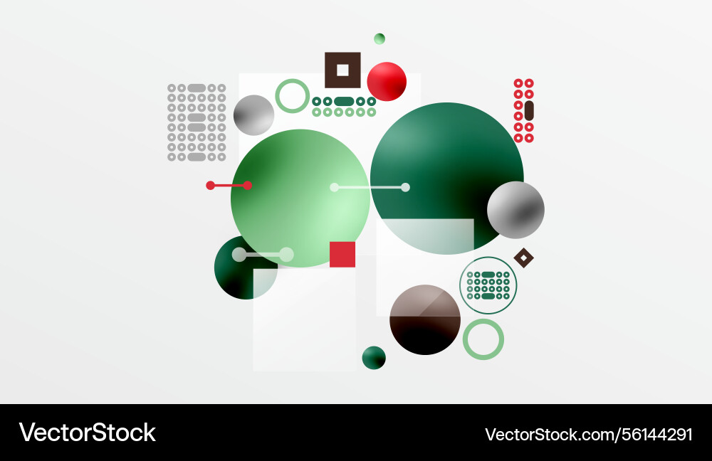 Abstract composition circles squares dots overlap Vector Image