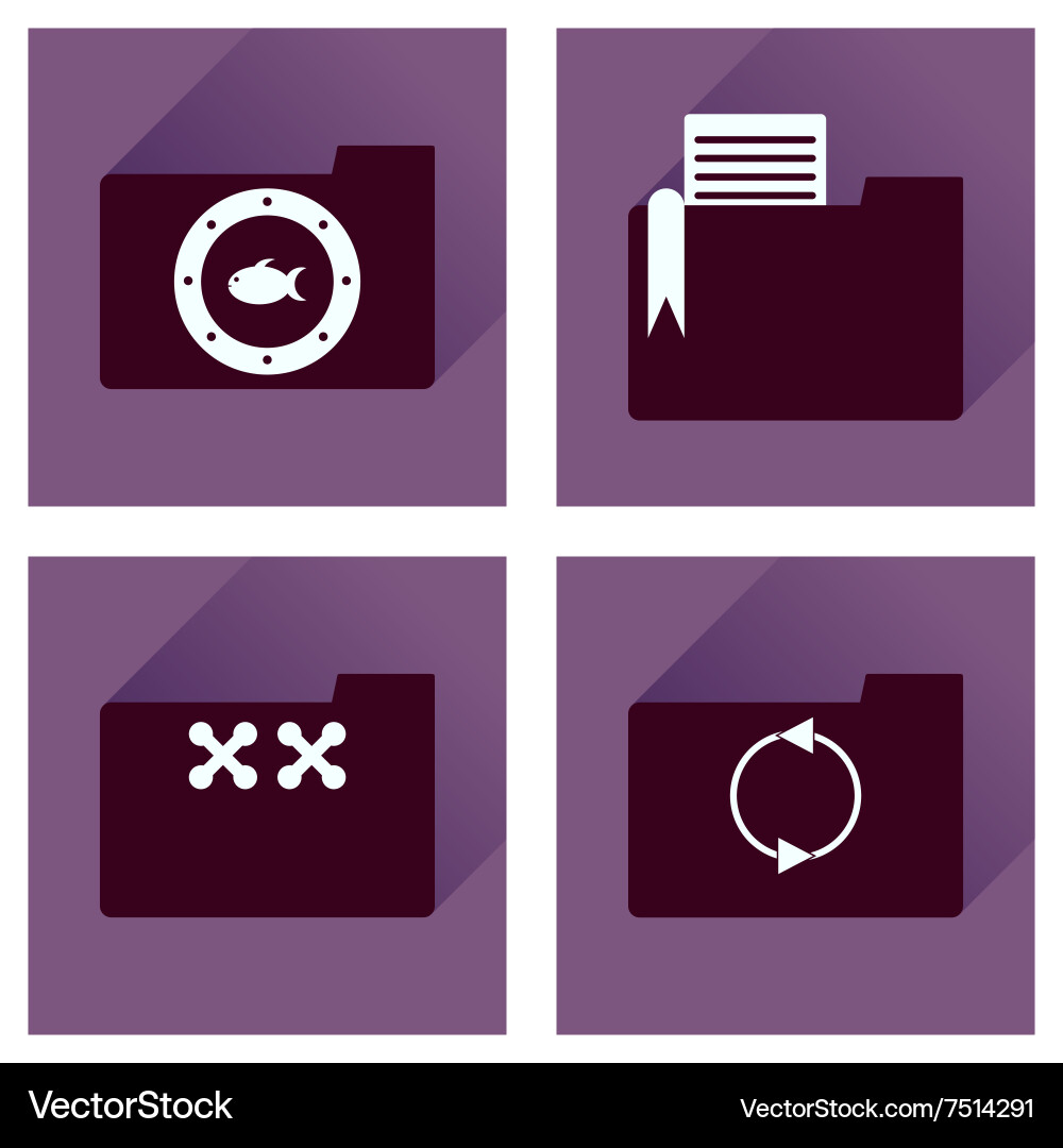 Concept of flat icons with long shadow folder vector image
